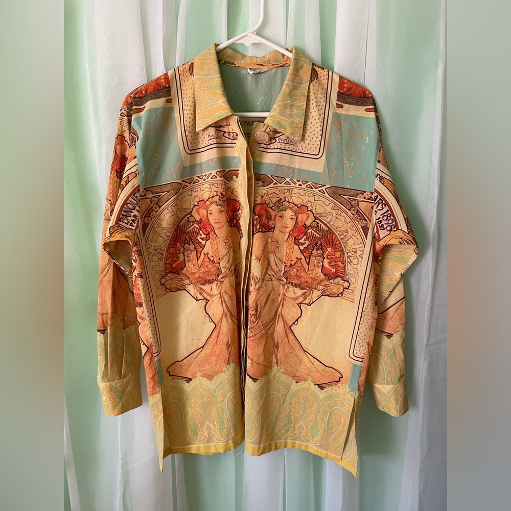RARE FIND! Vintage 70s / 80s Mucha button down hippie shirt